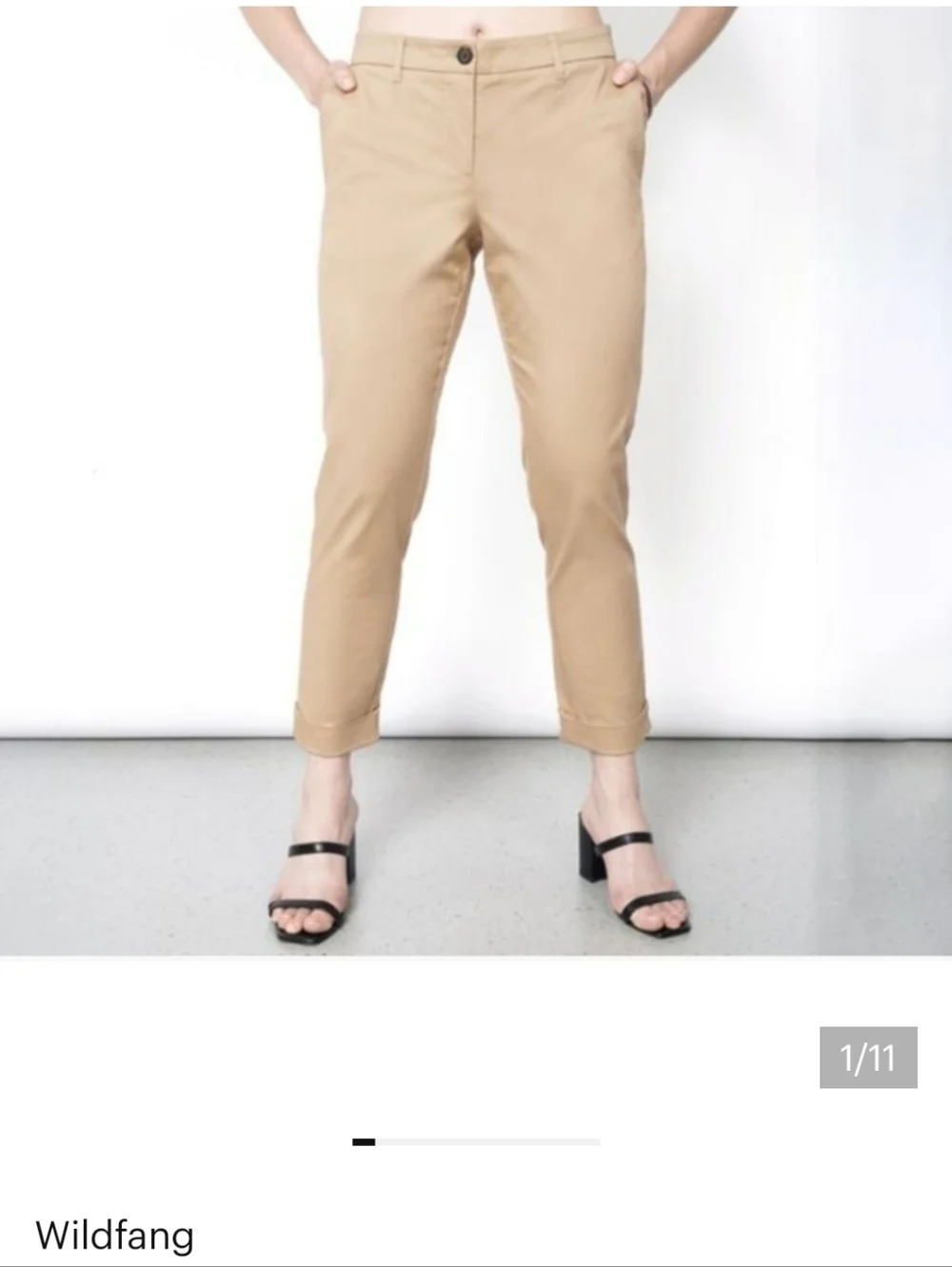 Wildfang Beige Cropped Chino Trousers - Picture 1 of 7